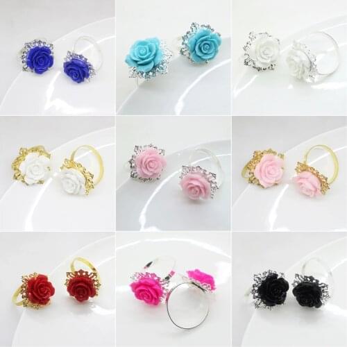 Resin Rose Napkin Rings for Place Settings Wedding Receptions Dinner or Holiday Parties Family Gatherings - Set of 4