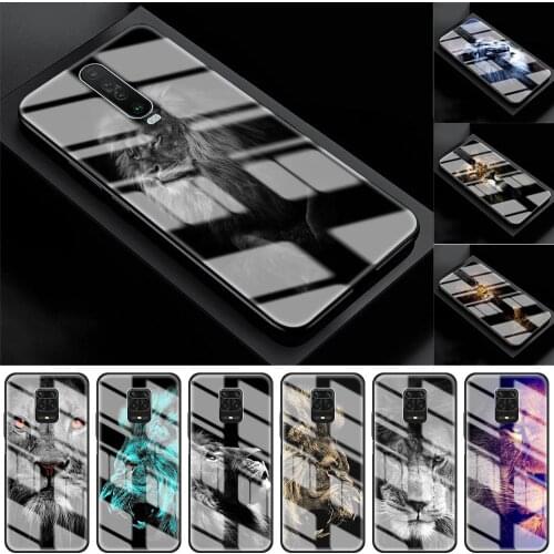 Glass Case For Xiaomi Redmi Note 9S 8T 9 8 Pro 7 8A Mi Poco X3 NFC 10 Lite 9T CC9 Shell Phone Cover Fundas Lion Alpha Male Capa