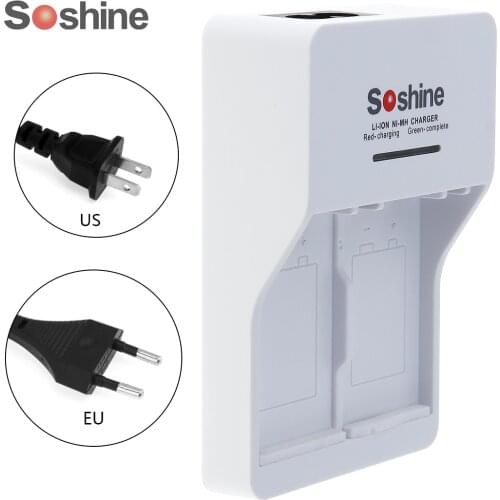 Soshine White 2 Independent Channels Battery Smart Charger with LED Indicator for 9V Li-ion/Ni-MH Rechargeable Batteries