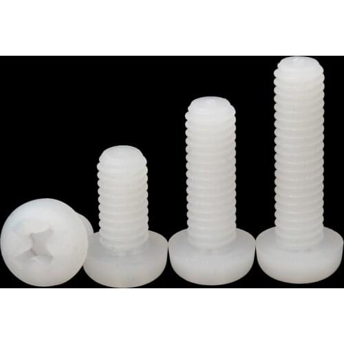 50pcs Nylon Pan Screw M2 M2.5 M3 M4 White Black Plastic insulation Phillips Cross Recessed Round Head Spacer Machine Screw