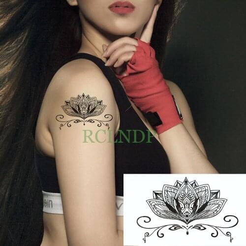 Waterproof Temporary Tattoo Stickers Lotus flower Totems fake Tatto Flash Tatoo Tatouage Hand Back Foot shoulder for Girl Women