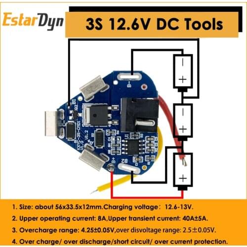 3S 12.6V 6A BMS Li-ion Lithium Battery Protection Board 18650 Power Bank Balancer Battery Equalizer Board for Electric Drill