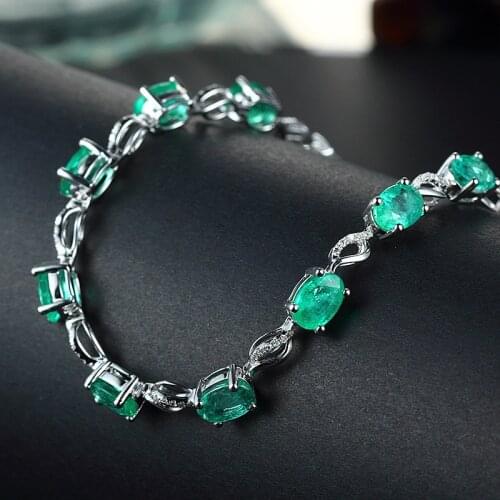 2019 New Silver Color Chain Bracelet with Green Zircon Stone for Women Bracelet Bangle Fashion Jewelry
