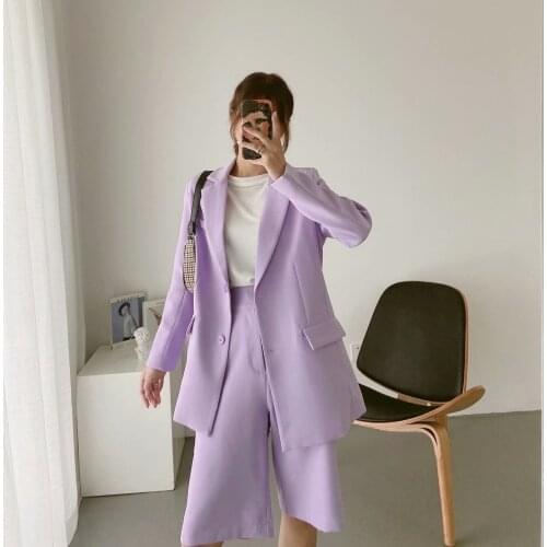 2021 New Womens Suits Pure Color Ladies Casual Suit Jacket Shorts 2-Piece Suit Casual Suit Middle Pants High Quality Office