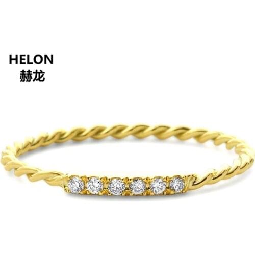 Solid 14k Yellow Gold SI/H Natural Diamonds Engagement Wedding Ring for Women Party Ring Classic Girl Fine Jewelry Gift