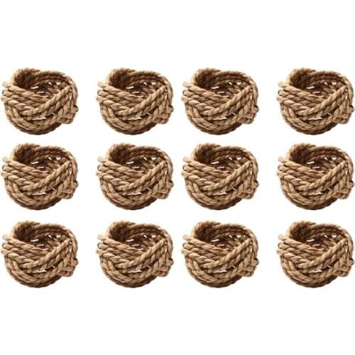 12PCS Natural Material Napkin Ring Straw Corn Husk Napkin Ring Water Hyacinth Grass Napkin Buckle Napkin Ring