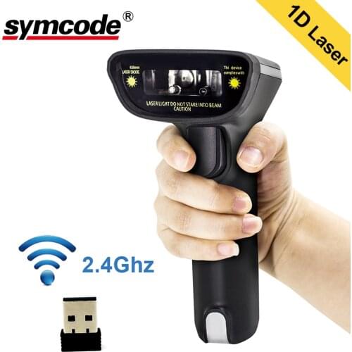 1D Wireless Wired USB Barcode Scanner USB 2.4GHz 2 in 1 Connection Ways 1800mA*H Battery Up to 100 Meters Transmission Distance