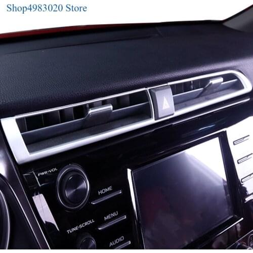 ABS chrome/Carbon Dashboard air ourlet For toyota Camry 2018 air conditioning vent decorative frame sequins modified dashboard