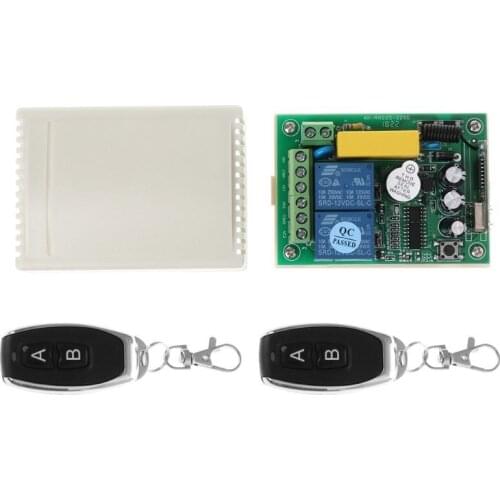 AC 220V 2Pcs RF 433Mhz Wireless Remote Controls Switch 2CH Relay Receiver Module