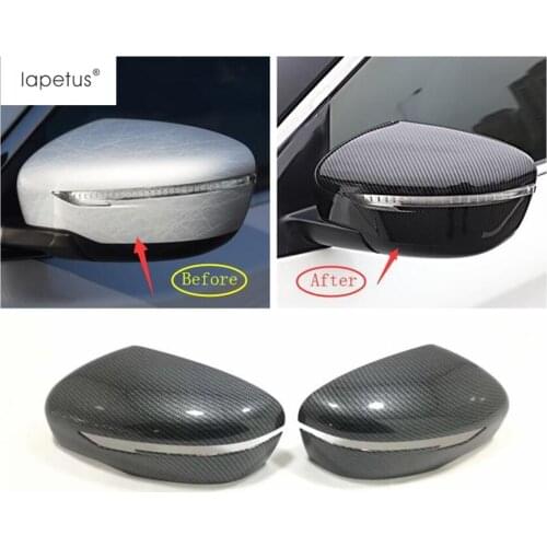 Lapetus Accessories For Nissan X-Trail X Trail T32 Rogue 2014 - 2020 Side Rearview Mirror Cover Trim / Bright Carbon Fiber ABS