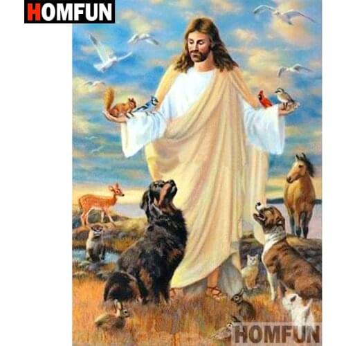 HOMFUN 5D DIY Diamond Painting Full Square/Round Drill "Religious Jesus" Embroidery Cross Stitch gift Home Decor Gift A08483