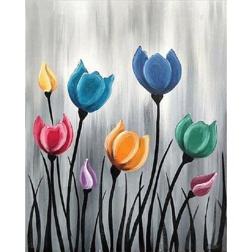 LUOVIZEM DIY 5D Diamond Painting Cartoon Flower Tulip Full Square/Round Drill Mosaic Embroidery Cross Stitch Home Decor Picture