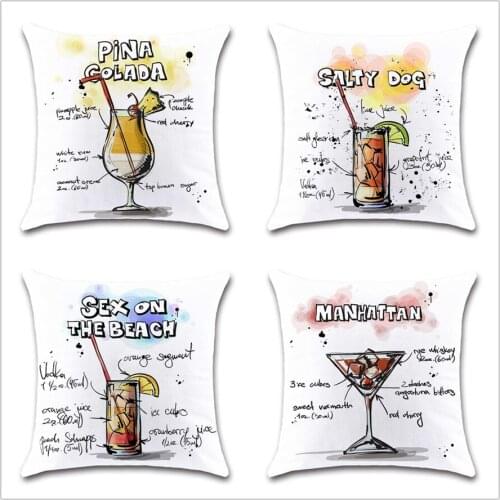 Cocktail pattern Sweet drink white Cushion Cover Decoration Home sofa chair car seat Decor friend kids bedroom gift pillowcase