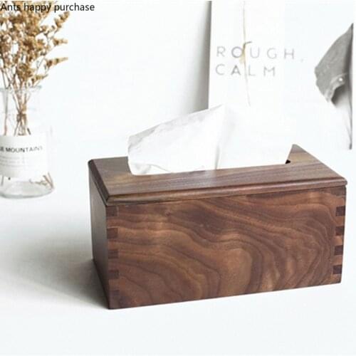 Black Walnut Production Tissue Box Home Living Room Desktop Rectangular Tissue Storage Box Multifunction Wood Paper Towel Holder