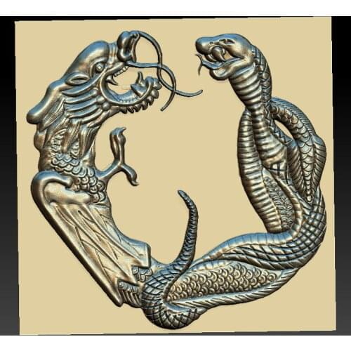 Dragon snake _STL relief digital file -3d Model relief for CNC Router Aspire Artcam 3D Printer Carving Engraver Bas Relief