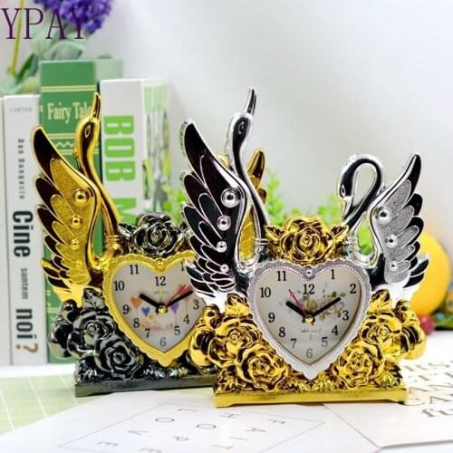 European retro double Swan 5-inch photo frame clock export table alarm clock home furnishings supply
