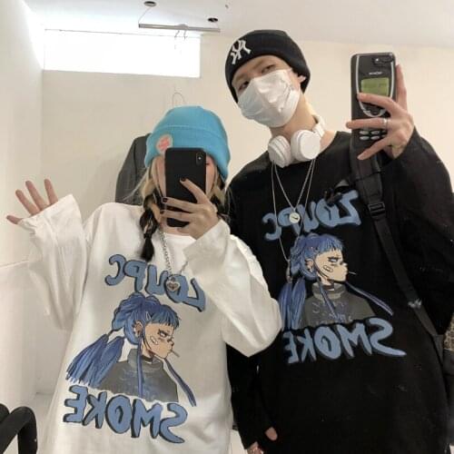 T-shirts Women Cartoon Print Leisure Loose Streetwear Tee Gothic Female Harajuku Summer Clothing E-Girl Kawaii Y2k Aesthetic Top