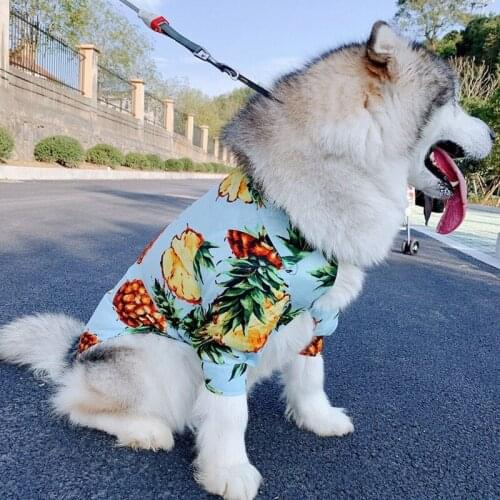 Hawaiian Pineapple Dog Shirt for Medium Large Dogs Labrador Pug Summer T-shirt Vest Pet Husky Clothes Costume Dropshipping