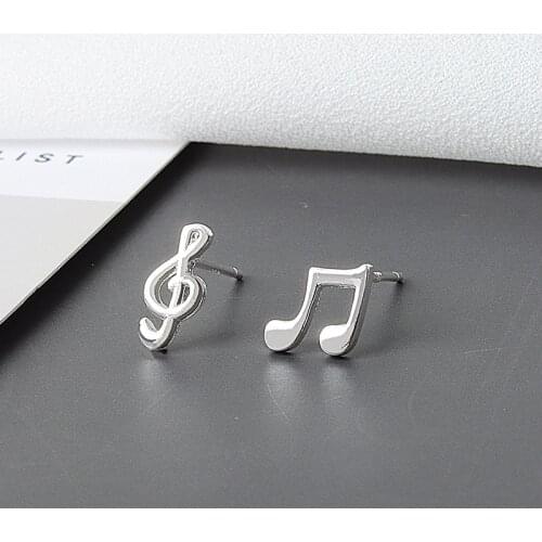 Geometric Irregular Music Silver Color Metal Stud Earrings For Women Girls Korean Ear Jewelry Earrings Gifts High Quality