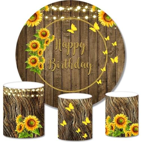 GFUITRR Wood Plank Texture Photography Backdrops Happy Birthday Photo Backgrounds Flower Butterfly Indoor Outdoor Decoration