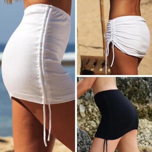 H80&S90 Adjustable Beach Skirt Fashion Solid A-Line Women Skirt Wrap Summer Sarong Swimming Beach Dress Wear Cover Up Swimsuit