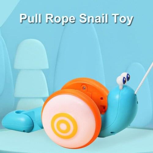 New Pull String Cartoon Snail Car toy Baby Learn to Crawl Pull Toy with Light and Music Early Education Toys for Children Gift