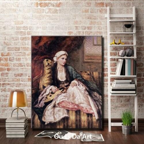 Classical court figures noble girl music scenery oil paintings canvas printing printed on canvas wall art decoration picture