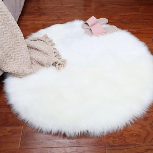 LA LEVINE Round Carpet Faux Wool Rug for Living Room Bedroom Multicolor Long Plush Blanket Sofa Cushion Bay Window Pad Fur Rug