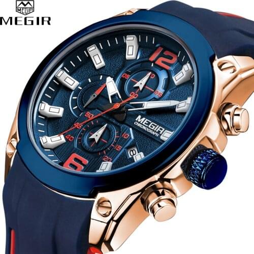 MEGIR Brand Mens Watches New Fashion Sport Quartz Watch Waterproof Men Clock Luxury Chronograph Calendar Military Wrist Watch