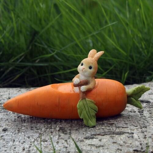 Cute Rabbit Carrot Bunny Flower Pot Micro Landscape Birthday Gift Fairy Garden Miniatures Car Decor Home Decoration Accessories