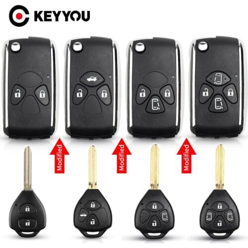 KEYYOU Modified 2/3/4 Buttons Car Remote Case Fob For Toyota Avalon Corolla Matrix Venza 2007-2012 Flip Key Shell Toy43 Blade