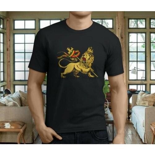 New Africa Rasta Strong Lion Rastafarian Reggae Men Black T-Shirt 2019 Short Sleeve Hip Hop Starnger Things Polyester T Shirt