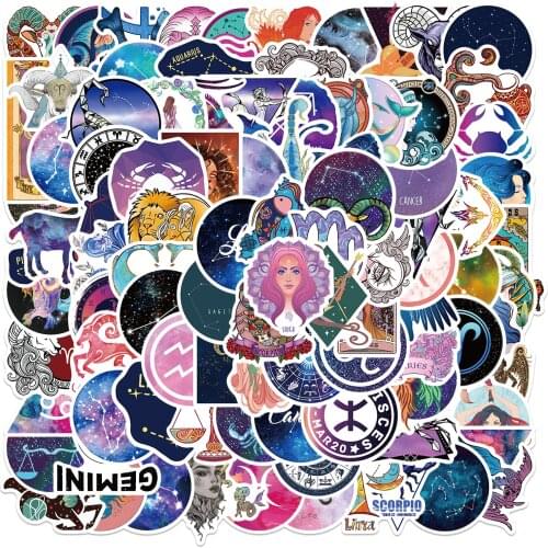 10/50/100PCS Cartoon Constellation Stickers Galaxy Sticker For Waterproof Skateboard Guitar Suitcase Laptop Graffiti Kids Toy