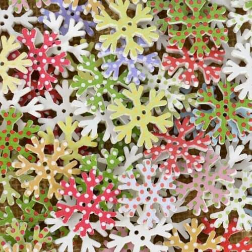 50/100pcs 2.5cm Christmas Snowflake 2 Hole Buttons Home Decoration Diy Hand Sewing Supply Christmas Decoration Supplies