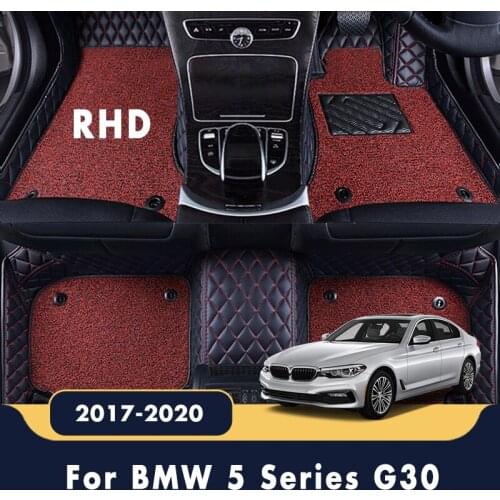 RHD Luxury Double Layer Wire Loop Carpet Car Floor Mats Accessories Custom Leather Rugs For BMW 5 Series G30 2020 2019 2018 2017