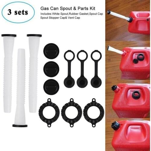 Gas Can Spout Replacement with -Gasket, Cap and Stopper Fits Rubbermaid Essence Gott Some RotopaX Kolpin Blitz 3Pcs