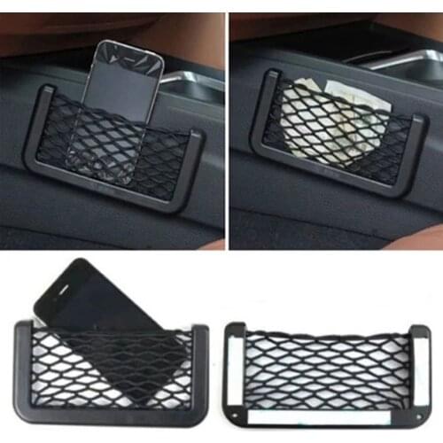 Car Rear Seat Storage Bag Trunk Mesh Auto Organizer Double-deck Elastic String Net Sticker Pocket Bag Car Trunk Organizer