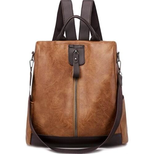 PU Leather Womens Backpacks 2021 New Designed Girls School Backpack Bags Vintage Travel Shopping Female Bagpack Mochila Mujer