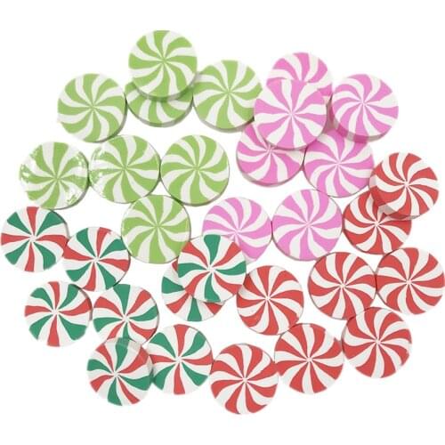 10Pcs/lot Simulation Candy Flat Back Clay Cabochon Round 20mm Artificial Fake Food Christmas DIY Scrapbooking Phone Case Decor