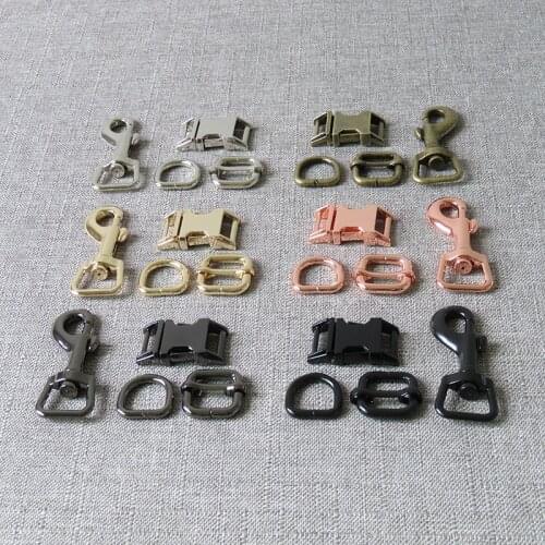 50 sets 15mm 20mm 25mm Metal D ring belt straps slider quick release buckle spring hook for dog collar leash harness accessories