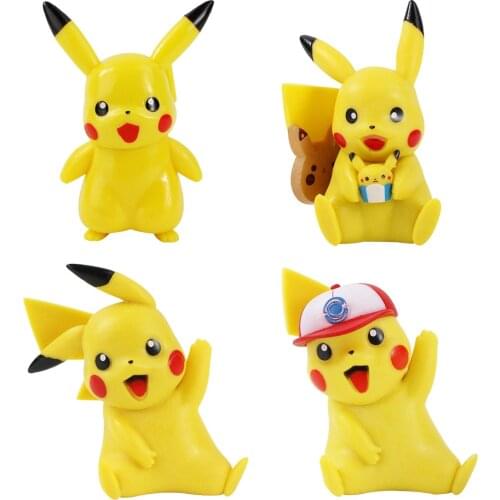 8-9cm 4pcs/Lot Pokemon Ash Ketchum Pikachu Mini PVC Action Figure Model Toys Doll