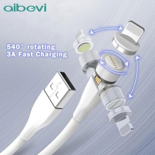 Aibevi 540 Rotate Magnetic Cable Fast Charging Magnet Charger Micro USB Type C Cable Mobile Phone Wire Cord For iPhone Xiaomi