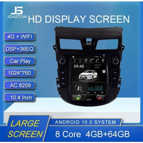 10.4'' Android 10 Car Multimedia Player For Nissan Teana Altima 2013 2014 2015 2016 -2018 2 Din Car Radio GPS Navigation CarPlay