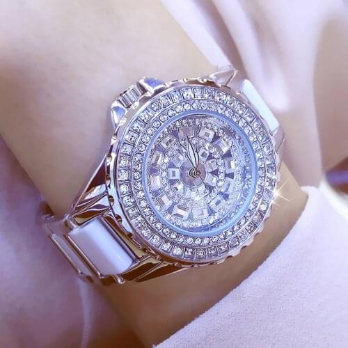 Fashion Ladies Wristwatches Luxury Brand Crystal Dress Women Watch Bling Bling Diamond Rhinestone Ceramic Watch Quartz Watch