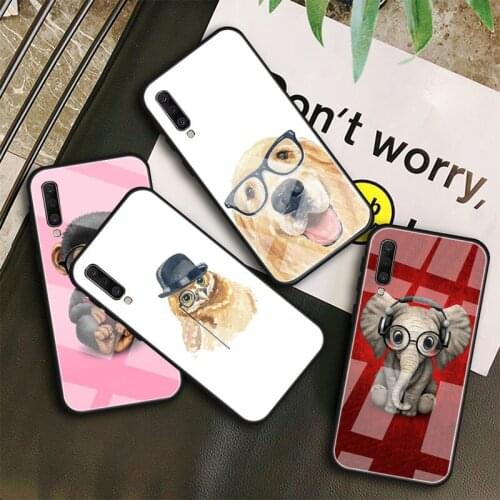 Spectacle animal Tempered Glass Case For Samsung Galaxy A10S A10E A20S A20E A30S A40 A50S A60 A70 A80 A90 A6 A7 A8 Shell