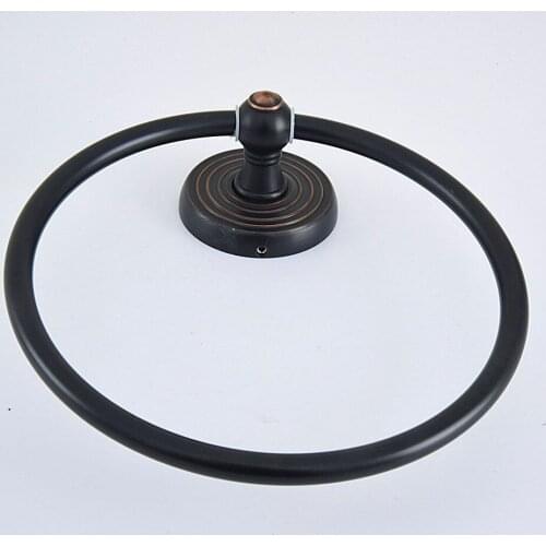 Black Oil Rubbed Brass Bathroom Wall Mounted Towel Ring Holder Bathroom Accessories Bath Hardware Circle Pattern Base mba918