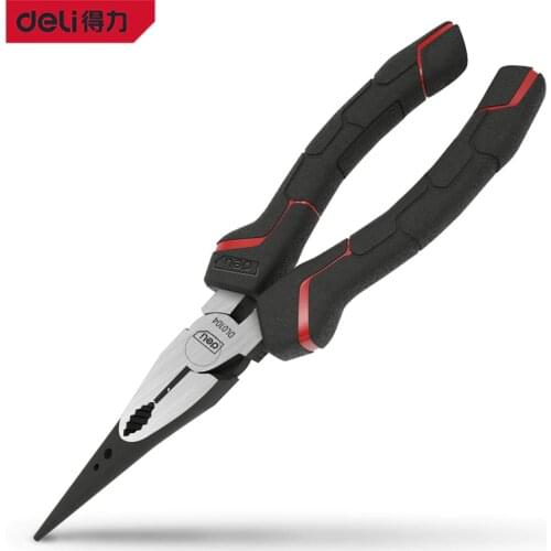 Deli Needle Nose Pliers Chrome Vanadium Steel Tiger Skin Handle Wire Cutter 6/8 Inch Wire Cutter Combination Stripping Pliers
