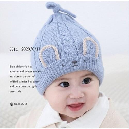 Baby Kids Hats for Boys Girls Skullies Beanies Cartoon Rabbit Autumn Winter Warm Woolen Knitted Children Infant Hats and Caps