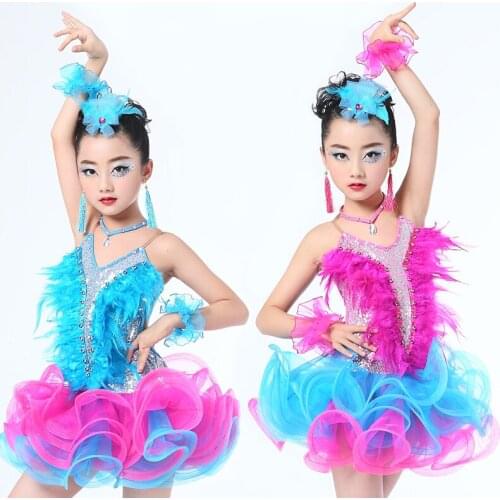 Childrens Latin dress performance dress new girls Latin competition dress Tassel fringe Latin dance costumes
