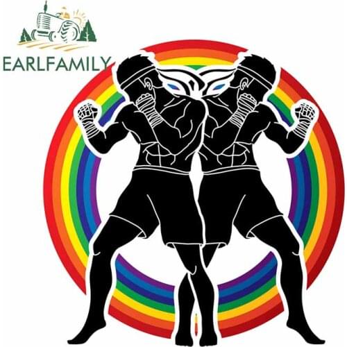 EARLFAMILY 13cm x 12.7cm for Muay Thai Boxing Standing Ready To Fight Car Stickers Refrigerator Laptop Occlusion Scratch Decal